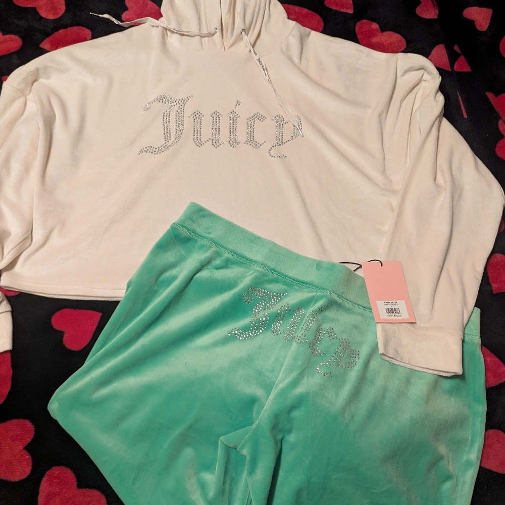 Juicy couture white hoodie and green pants track suit